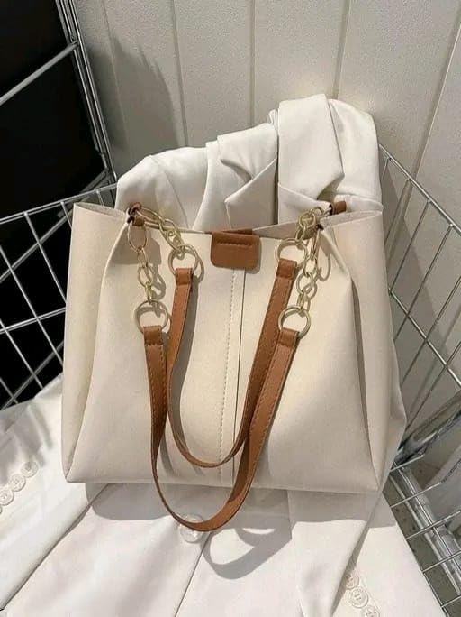 AESTHETIC Women’s Shoulder Handbag | Elegant PU Leather Tote with Chain Strap | Stylish Daily Use Purse for Office, College & Casual Outings-T-02