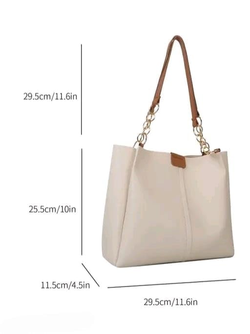 AESTHETIC Women’s Shoulder Handbag | Elegant PU Leather Tote with Chain Strap | Stylish Daily Use Purse for Office, College & Casual Outings-T-02 - Image 2