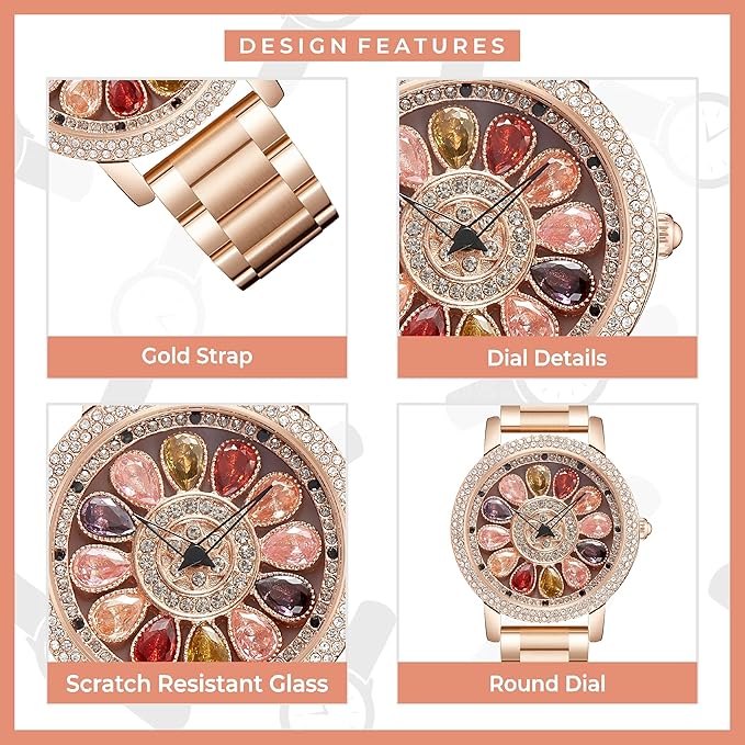 ORSGA Alloy Steel Flora Watch for Women Multicolor Diamond Rotating Dial Women Watches for Girls Ladies Watch Analog Latest Stylish & Unique Womens Watch - Image 5