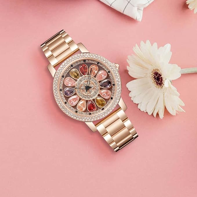 ORSGA Alloy Steel Flora Watch for Women Multicolor Diamond Rotating Dial Women Watches for Girls Ladies Watch Analog Latest Stylish & Unique Womens Watch - Image 2