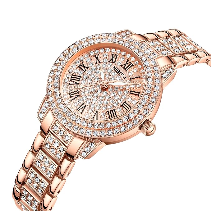 NIBOSI Women Wrist Watches Analog Rose Gold Dial Women's Watch for Girls&Miss&Ladies Diamond Studded with Stylish Girlfriend Watches - Image 2