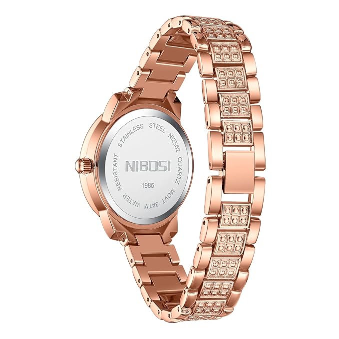 NIBOSI Women Wrist Watches Analog Rose Gold Dial Women's Watch for Girls&Miss&Ladies Diamond Studded with Stylish Girlfriend Watches - Image 3